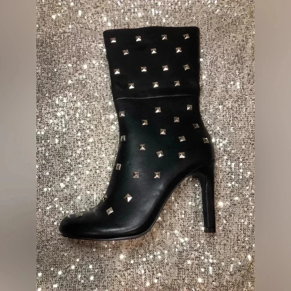 Women’s Faux leather studded boots - Picture 12 of 12
